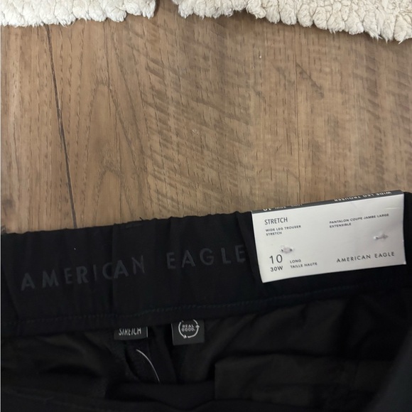 American Eagle Black Stretch Wide Leg Trousers NWT - Picture 2 of 3